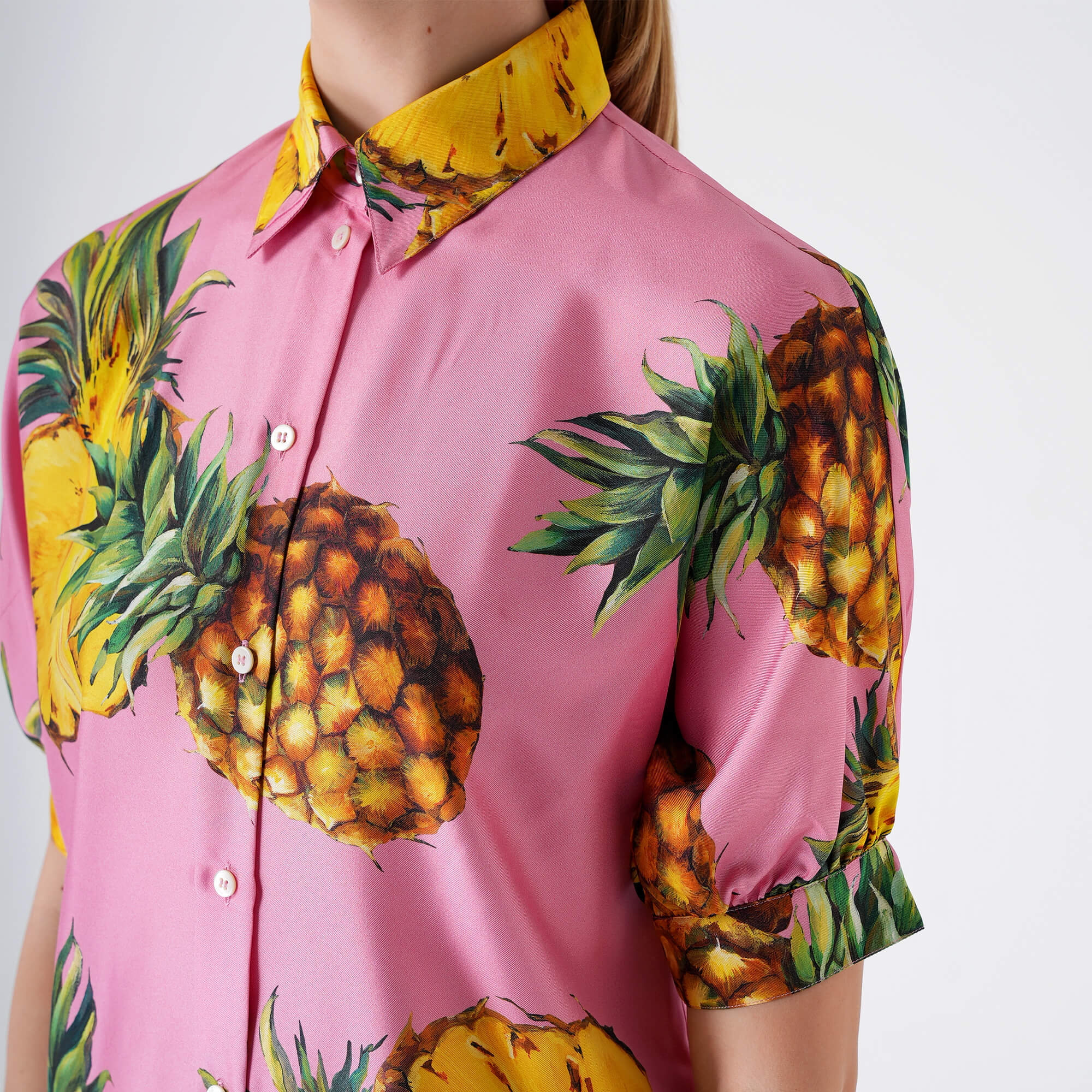 Dolce&Gabbana - Pink Pineapple Print Short Sleeved Shirt